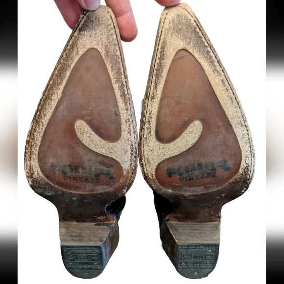 Corral Lizard Inlay Distressed Black Western Boots Floral Design C2108 Womens 7M - Picture 7 of 7